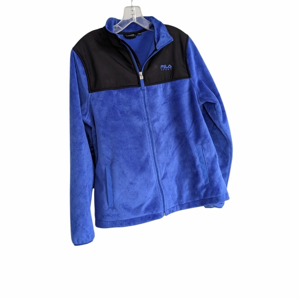 FILA Sport Blue & Black Full Zip Fleece Jacket - Size Large